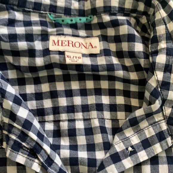 Navy gingham button down - Picture 2 of 2